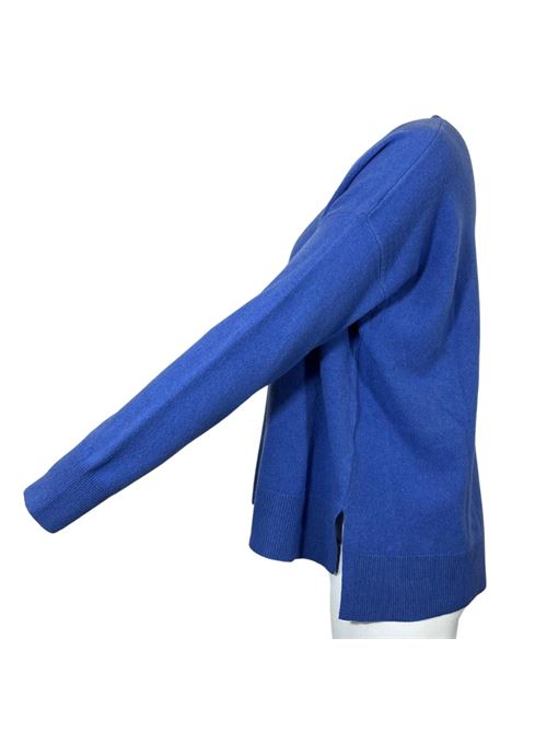 WOMEN'S CREW NECK SWEATER ASYMMETRICAL CUT BLUE ESSENTIEL STUDIO | LMD036AZZURRO